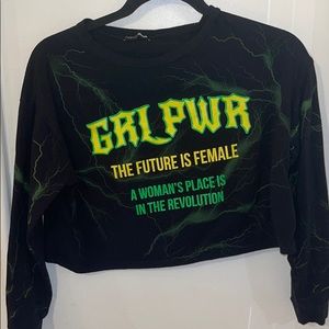 Black “Girl Power” crop top